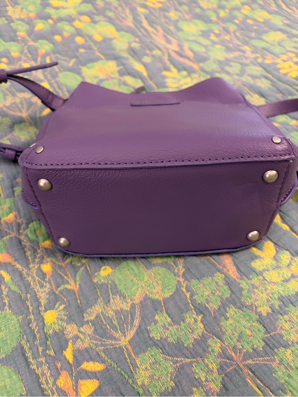 American Leather Co. Purple Leather Crossbody Bag - Picture 4 of 8